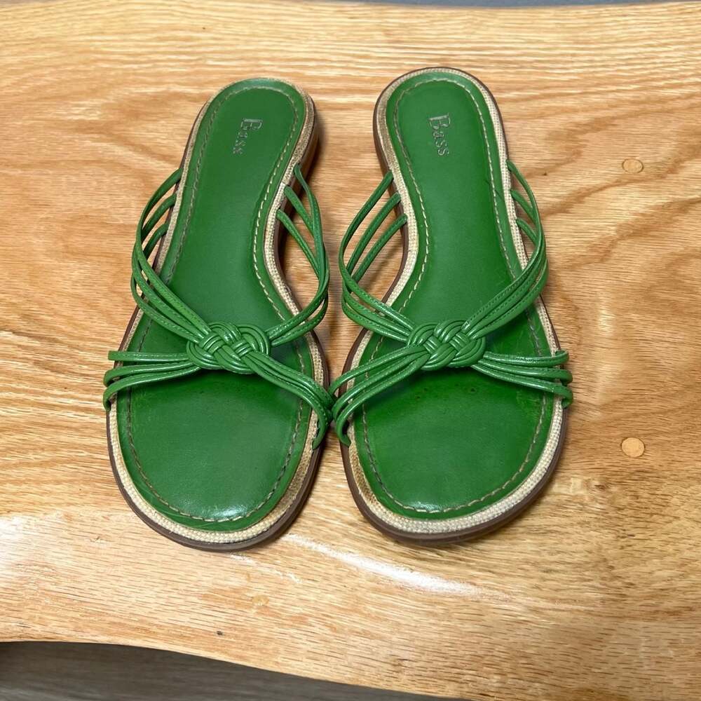 Bass Green Knot Strap Slide Sandals Women’s Size 6.5